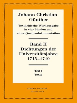 cover image of Dichtungen der Universitätsjahre 1715-1719